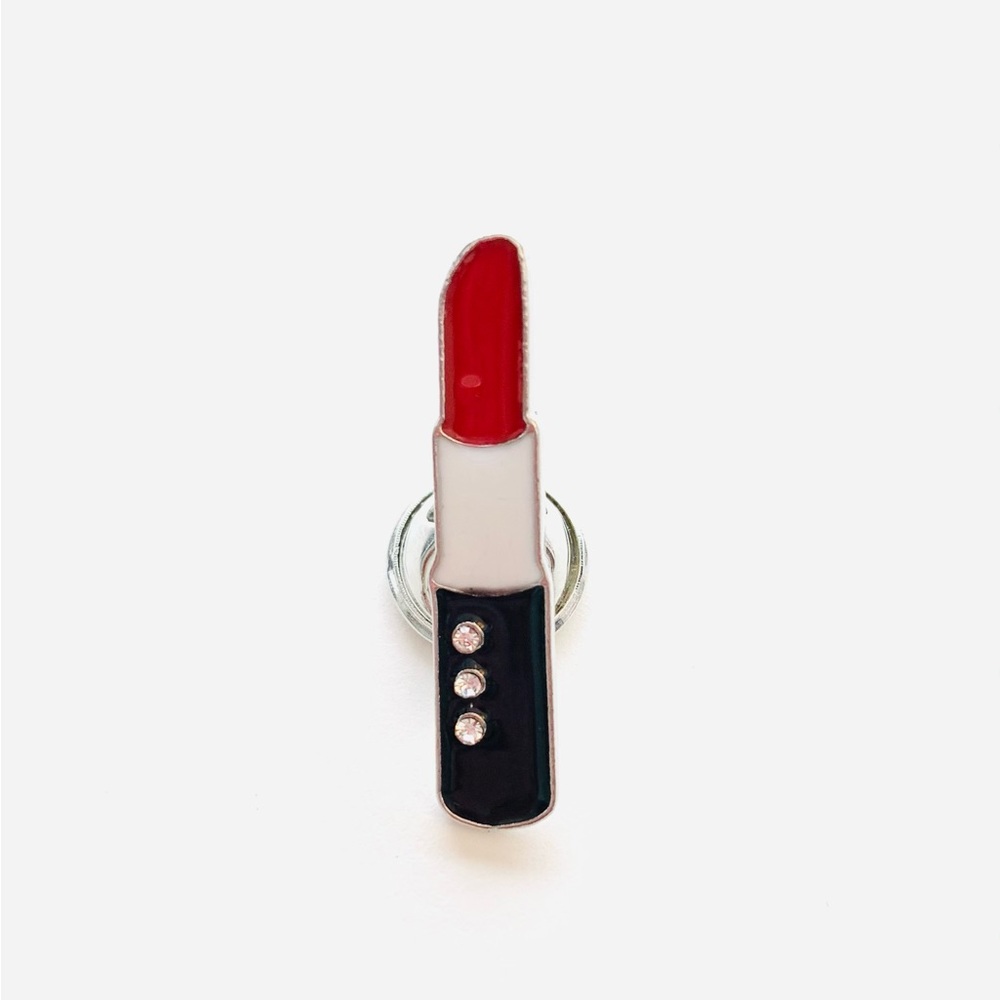 ♥️3/$10🖤- Red Lipstick Pin for Jackets, Purses, Scarves, Makeup Gifts & more - Picture 1 of 4